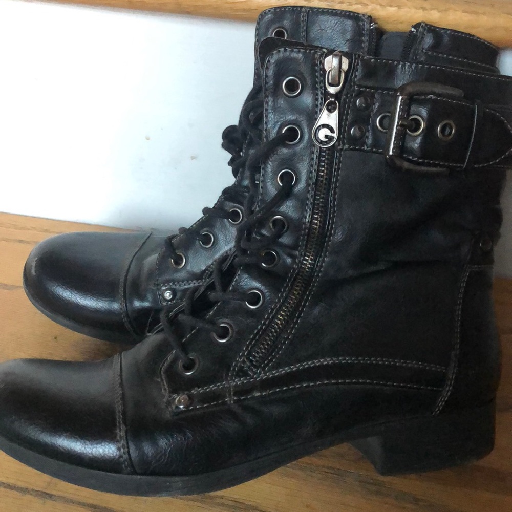 G by Guess black ankle combat boots
